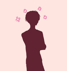 怒っている男性　影絵