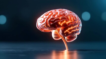 Glowing human brain model with illuminated neural pathways and neural network connections, symbolizing intelligence, creativity, mental health, and activity, highlighting science, anatomy - Powered by Adobe