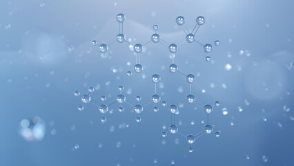 bumetanide molecular structure, 3d model molecule, antihypertensive agent structural chemical formula view from a microscope