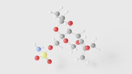 topiramate molecule 3d, molecular structure, ball and stick model, structural chemical formula anticonvulsant drug