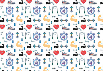 Gym Seamless Pattern with Fıtness Icons	
