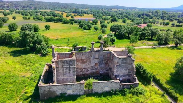 Storks, Stork, Ruins, Stork's nest, Stork chick, Stork in Spain, Ancient palace, Drone footage, Nesting, Chicks, Wildlife, Nature, Birds, Flying, Feathers, Wings, Beak, Breeding, Hatchlings, Stone wal