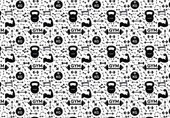  Gym Seamless Pattern with Fıtness Icons	
