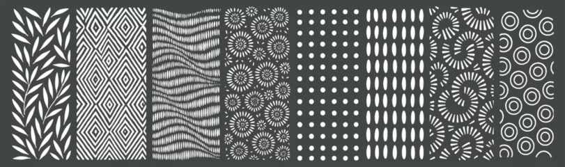 Tableau sur plexiglas Style bohème Black and White Tribal Inspired Seamless Pattern Set  © Dmytro Chub