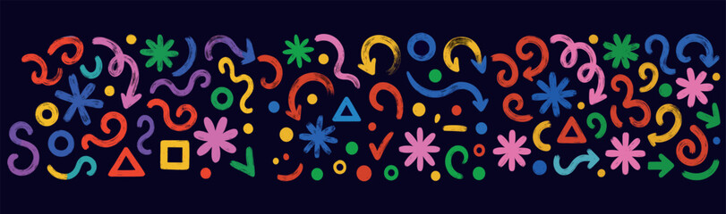 Neon Hand Drawn Symbols and Florals