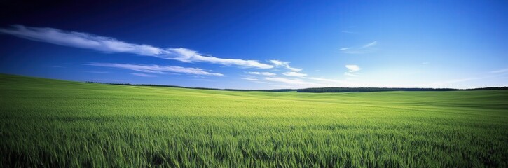 Fototapeta premium Vast Green Field Under Clear Sky
