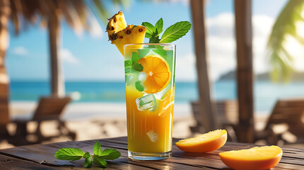 tropical cocktail on the beach