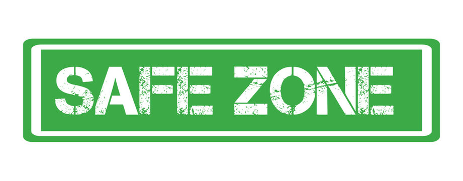 Safe Zone Green Sign with Distressed White Text PNG