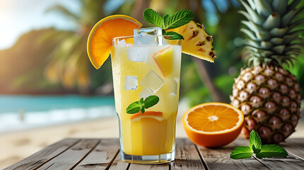 tropical cocktail on the beach
