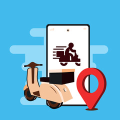 Scooter Delivery Service – Illustration of Location Tracking and Mobile Logistics in E-Commerce