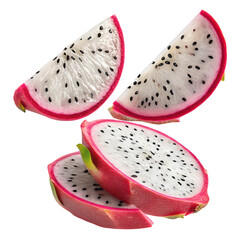 pitaya,red dragon fruit,fruit slices,tropical fruit,dragon fruit flesh,healthy food,bright colors,cut fruit,food photography
