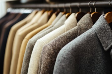 Obraz premium Luxury Winter Coats Collection Stylish Neutral Tones Soft Texture Fashion Apparel Warm Gray Wool 