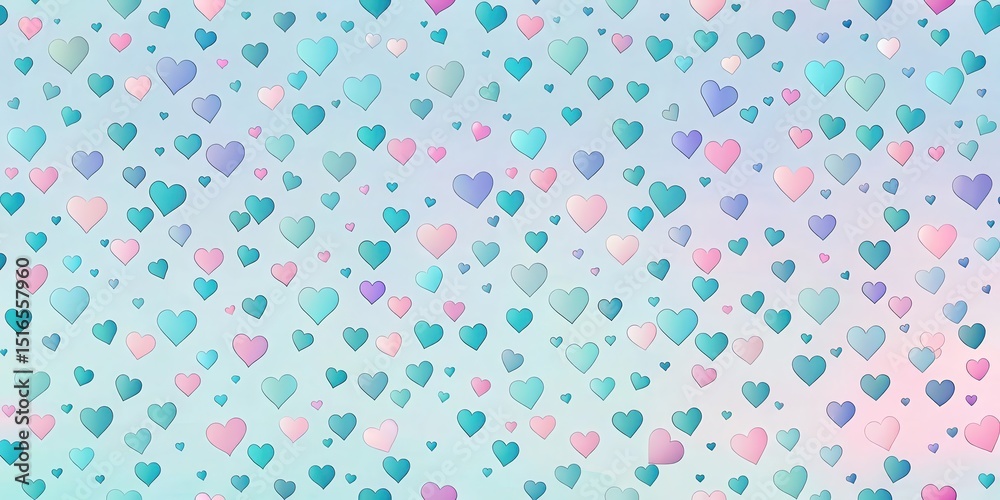 Aufkleber Pastel Hearts Background A Delightful Array of Soft Hues and Varied Sizes