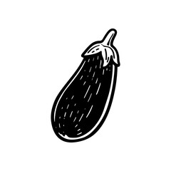 Hand-Drawn Black and White Eggplant Illustration
