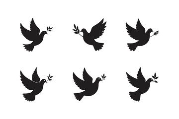 dove with olive branch vector silhouette