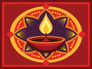 Diwali Diya with Ornamental Border
