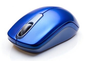 Blue computer mouse isolated on white