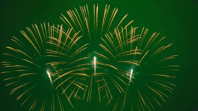 gold fireworks show celebration event green screen video animation