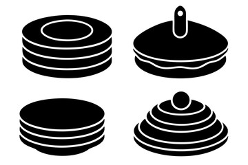set of pancakes vector silhouette illustration isolated on white background