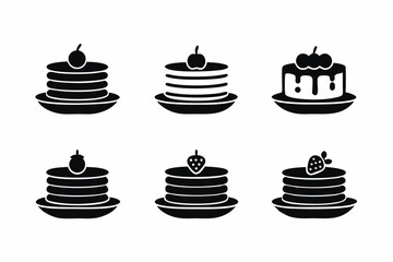 set of pancakes icon vector silhouette illustration isolated on white background