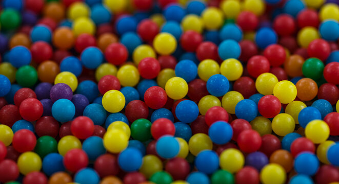 Colorful background from small orbis balls.candy, colorful, ball, color, sweet, sugar, fun, food, yellow, decoration, blue, colored, chocolate, plastic, colourful, sprinkles