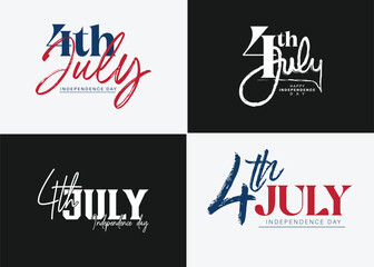Happy 4th of July typography design with American flag colors,  vector illustration. 