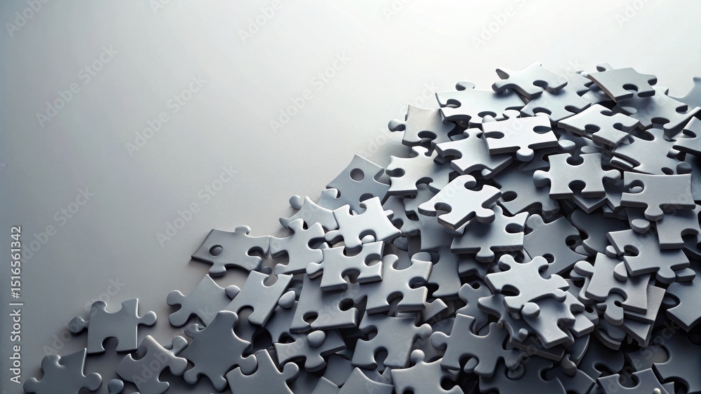 Aufkleber A Pile of Unassembled Puzzle Pieces A Visual Metaphor for Challenges and Problem Solving