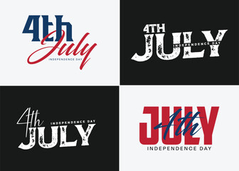 Happy 4th of July typography design with American flag colors,  vector illustration. 