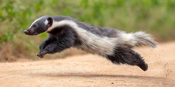 dynamic angle wildlife action photo of dynamic pose honey badger 