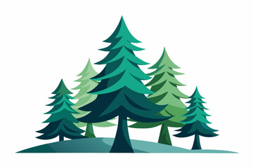 Obraz premium Stylized spruce trees with asymmetric and flowing base shapes Silhouette illustration
