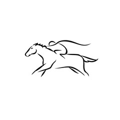 Running horse line artistic simple logo