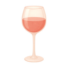 Elegant wine glass filled with rose wine.