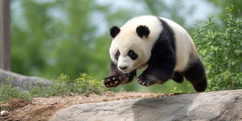 Obraz premium panda outdoors frolicking in its natural habitat