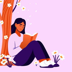Fototapeta premium girl reading a book