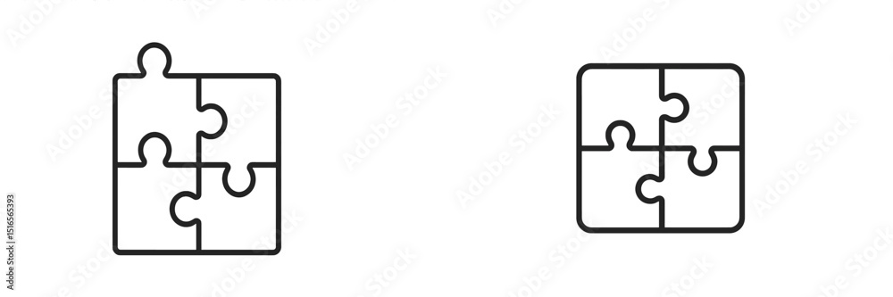 Poster image of two simple puzzle piece designs showing different configurations and connection points for 