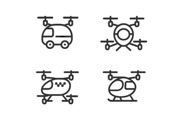 Different types of drones and aerial vehicles showcased in a minimalistic design for tech enthusiasts and industry professionals