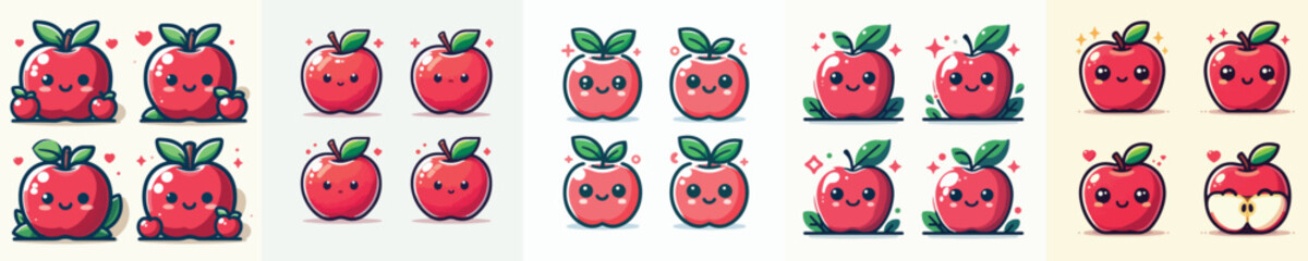 vector set of apples
