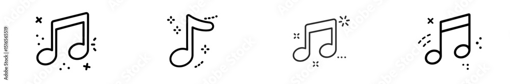 Poster artistic display of musical notes creating a vibrant pattern on a clear background