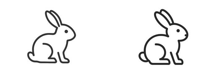 Two outlined rabbits in different poses showcasing simplicity and style in illustration