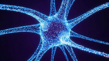 Futuristic Glowing Neural Network Visualization Abstract AI Brain Cell Structure in Cyberspace Video Motion - Powered by Adobe