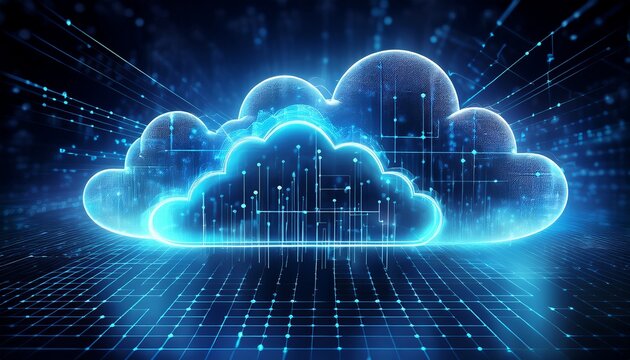cloud computing network blue digital cloudscape grid ai generative