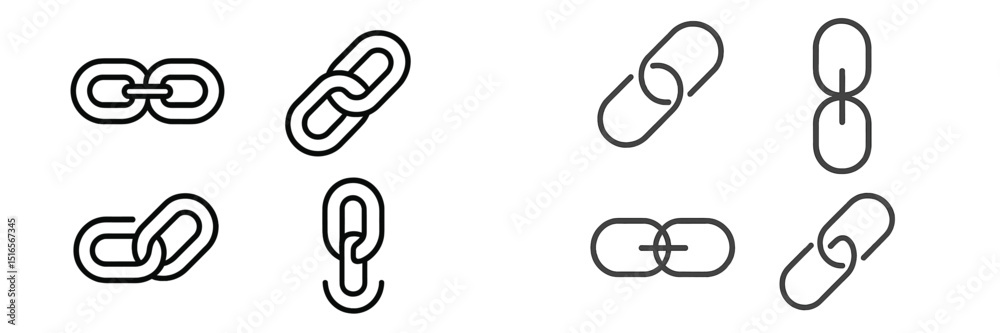 Poster different designs of linked chains displayed in a simple and clear layout showing various styles and