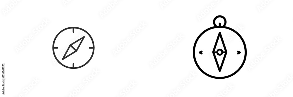 Poster symbols representing navigation with a compass design in a simple and modern style