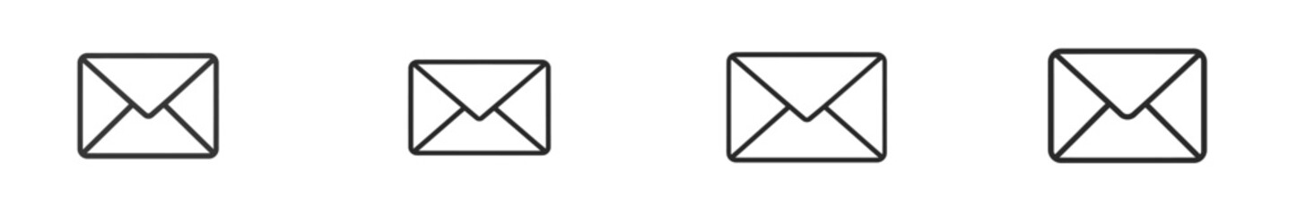 Multiple envelopes arranged in a row on a clean white background showcasing simple and minimalist design aesthetics