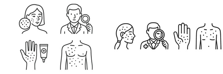 Exploring skin conditions with examinations, treatments, and analyses in a clinical setting