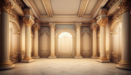 Fototapeta premium grandiose 3d column wallpaper in an old palace interior generative ai