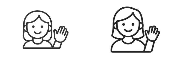 Obraz premium Two simplified illustrations of people waving, showcasing friendly gestures in a minimalist style