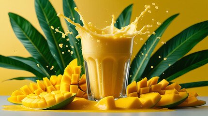 glass of orange juice and mango