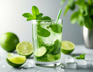 mojito cocktail with mint and lime