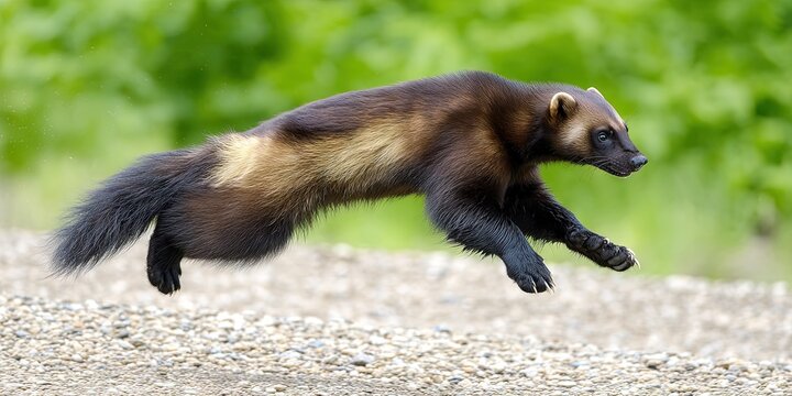 dynamic angle wildlife action photo of dynamic pose wolverine 